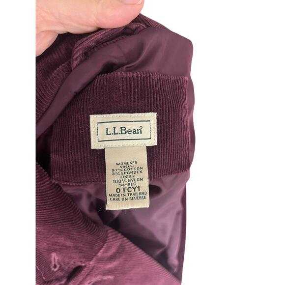 LLBean Women's 14 Reg Burgundy Corduroy Pocket Notch Collar Blazer Jacket Preppy - Picture 7 of 9